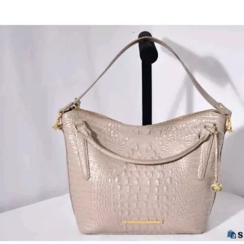 Brahmin Crocodile Leather Cream Large Bag